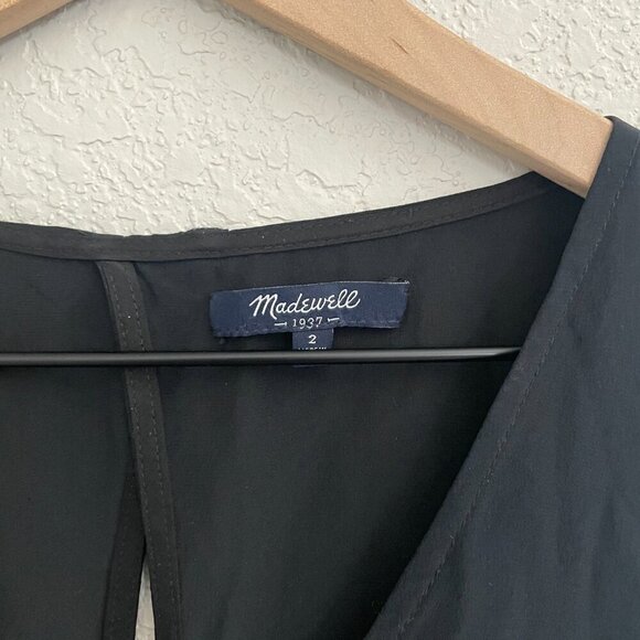 Madewell Black Silk Sleeveless Fit & Flare Dress Size 2 - Picture 2 of 5